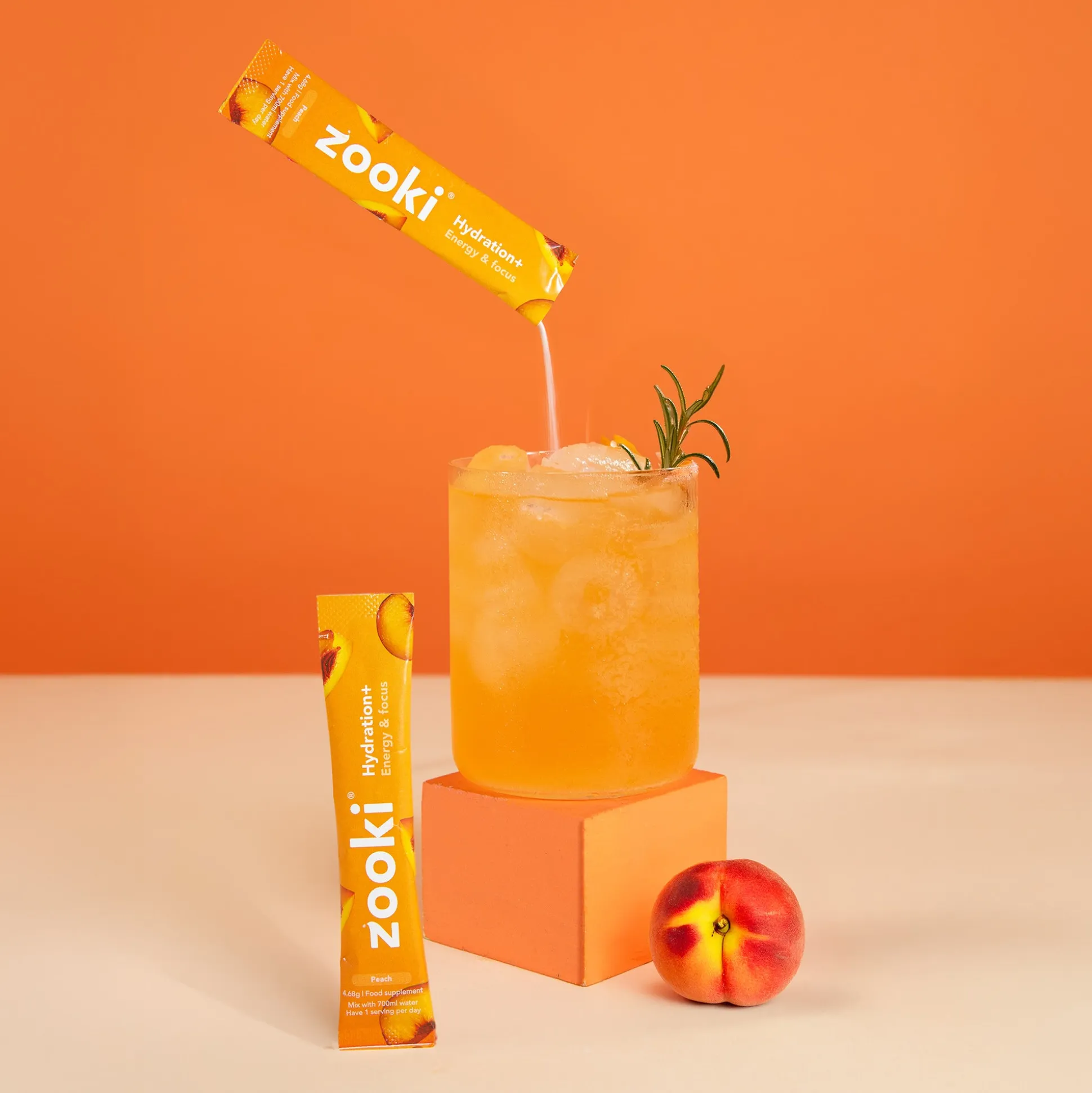 Zooki Hydrate+ Energy & Focus, Peach Flavour 7x4.68g