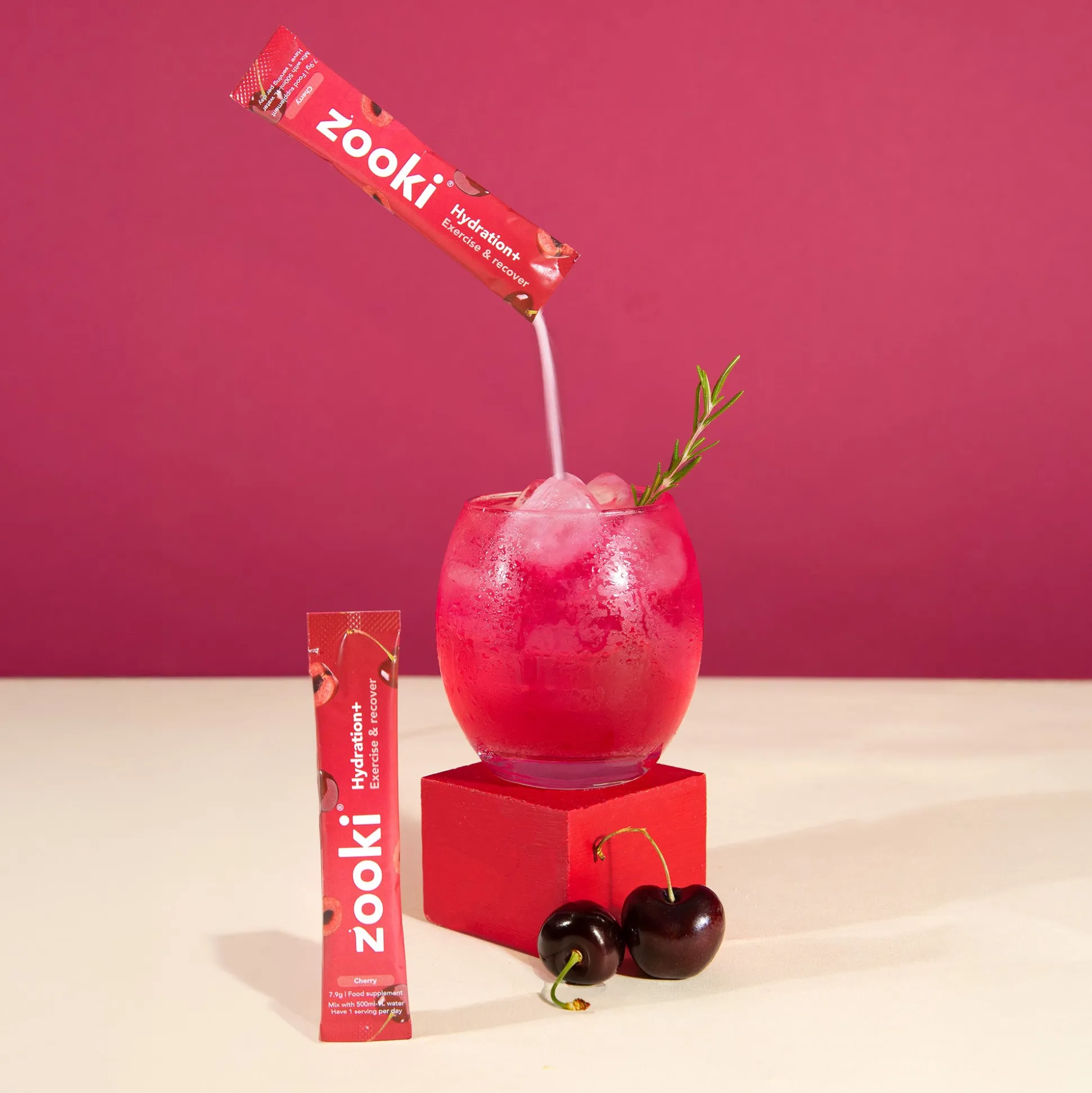 Zooki Hydrate+ Exercise & Recover, Cherry Flavour 30x7.9g
