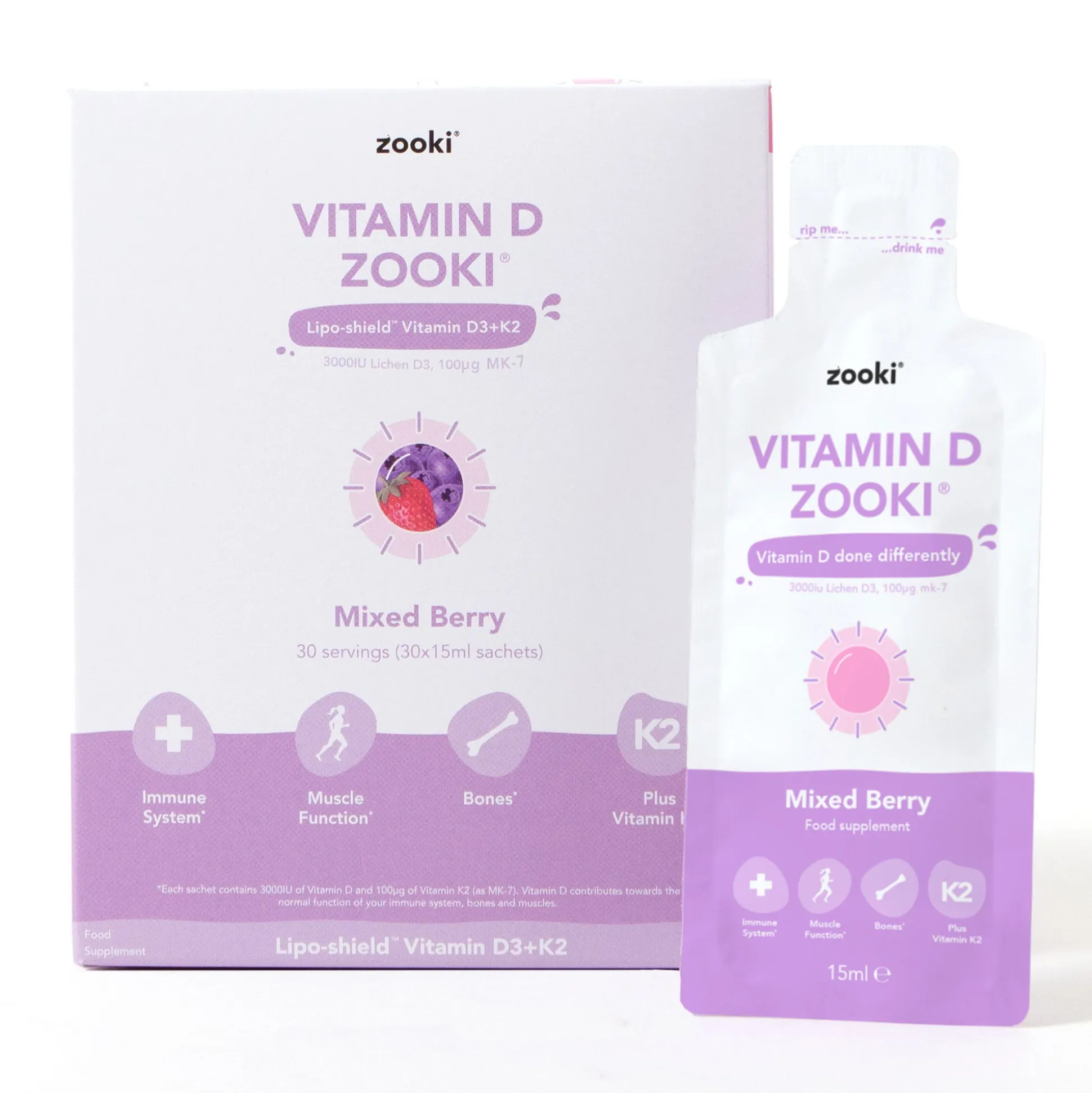 Zooki Vitamin D3 + K2 Mixed Berry 30x10ml
